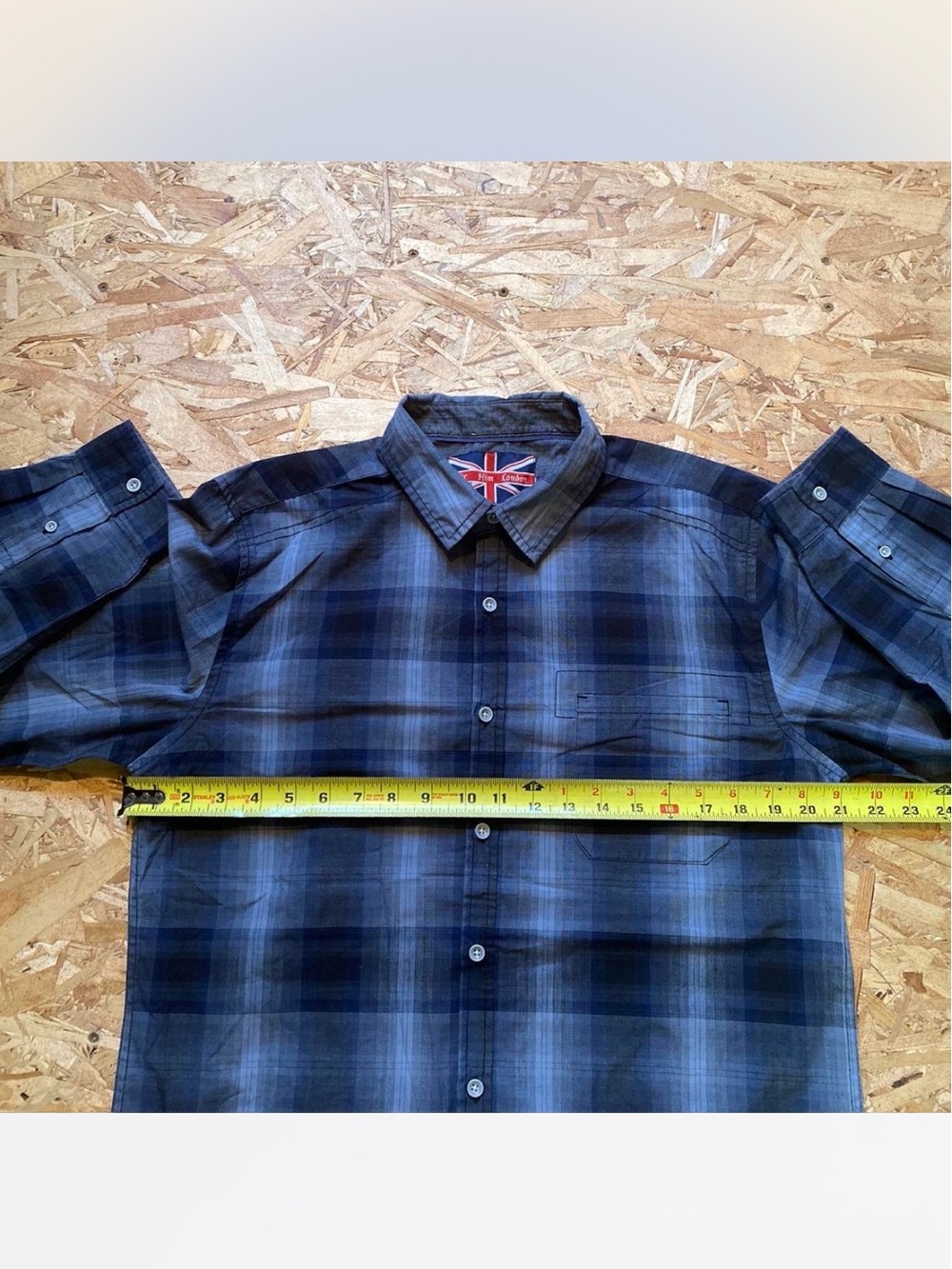 Men's « For Him London » Navy & Black Plaid Button-Down Shirt - Picture 7 of 8